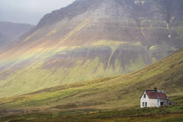 Faint Rainbow Abandoned Iceland Homestead West Fjords Iceland — Stock Photo, Image