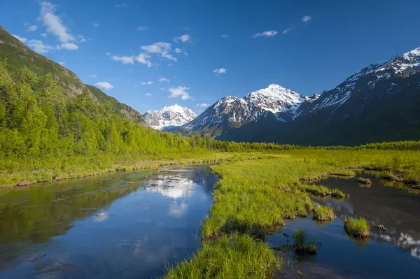 Beau Paysage Vallée Montagne Eagle River Par Après Midi Été — Photo