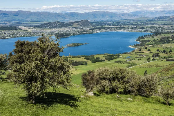 Belle Vue Sur Lac Wanaka Ville Long Une Piste Roys — Photo