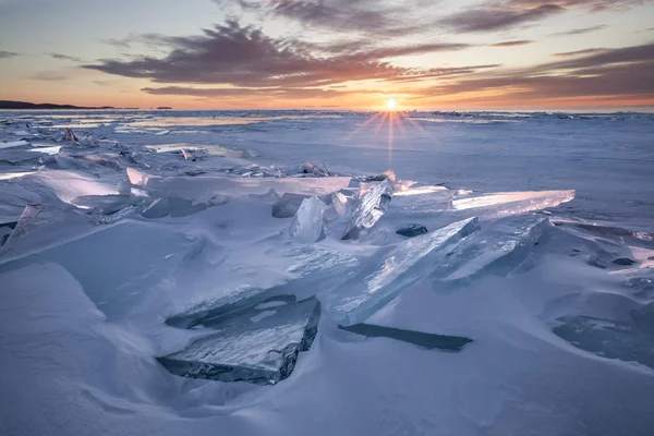 Лед Озере Сьюдад Восходе Солнца Гранд Портедж Миннесота Соединенные Штаты — стоковое фото