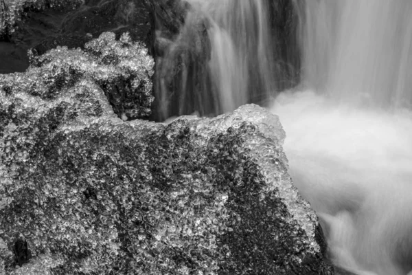 Ice Covered Rocks Frozen Spray Small Waterfall Middle Sackville Nova — Stock Photo, Image