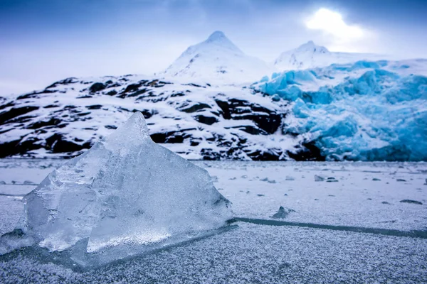 Portage Lake Congelado Inverno Com Portage Glacier Fundo Gelo Congelado — Fotografia de Stock