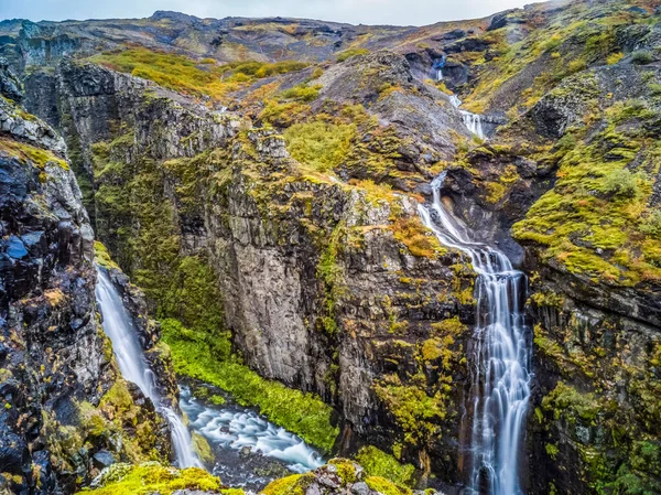 Glymur Δεύτερος Υψηλότερος Καταρράκτης Στην Ισλανδία Καταρράκτη 198 Μέτρων Hvalfjaroarsveit — Φωτογραφία Αρχείου