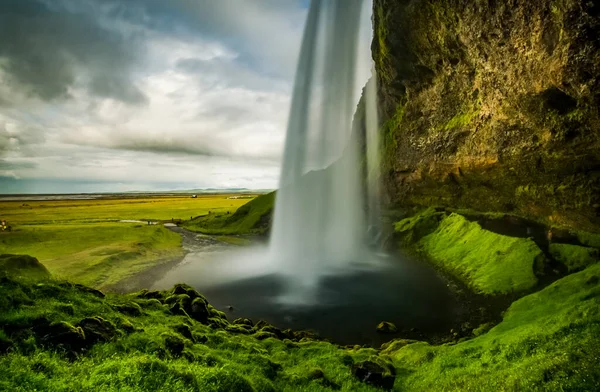 Вид Сзади Водопад Сельялуффа Исландия — стоковое фото