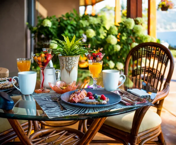 Precioso Desayuno Servido Alojamiento Alojamiento Desayuno Columbia Británica Canadá — Foto de Stock