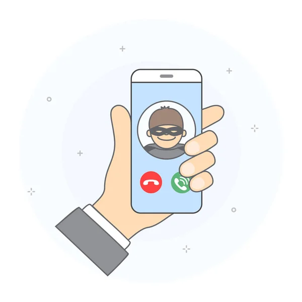 Concepto Llamada Entrante Usuario Desconocido Mano Celebración Teléfono Inteligente Con — Archivo Imágenes Vectoriales