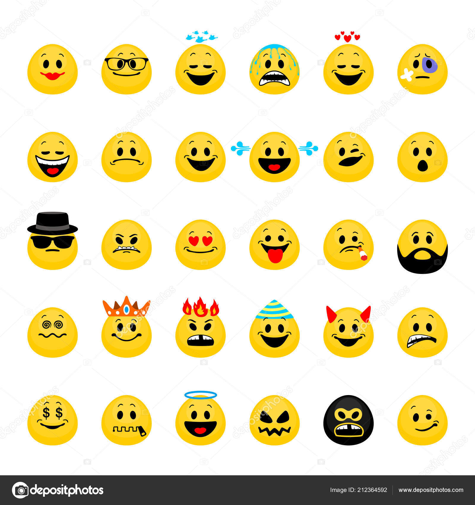 Set Realistic Emoji Emoticon Faces Icon Stock Illustration 1979717633