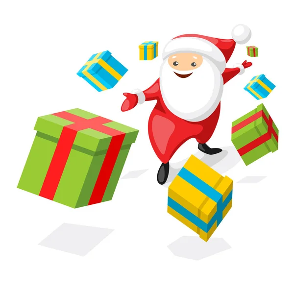 Koncepcja Boże Narodzenie Post Office Szczęśliwy Santa Claus Wysyłania Paczek — Wektor stockowy