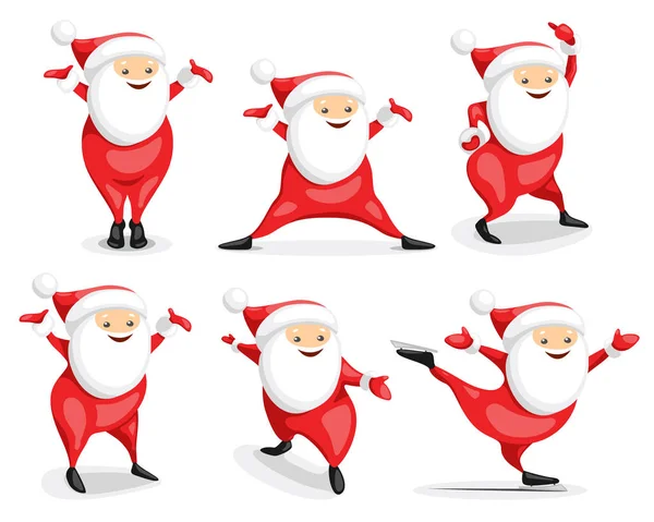 Weihnachtsmann Zeichensatz Weihnachtsmann Verschiedenen Posen Vektorillustration Cartoon Stil Auf Weißem — Stockvektor