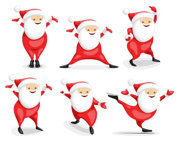 Noel Baba karakter kümesi. Noel Baba farklı teşkil etmektedir. Vektör çizim karikatür tarzı beyaz arka plan üzerinde.