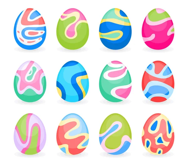 Conjunto Huevos Colores Para Vacaciones Pascua Huevos Pintados Como Símbolos — Vector de stock