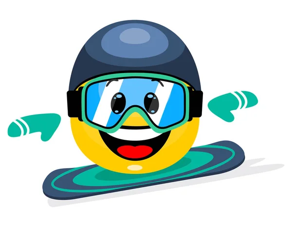 Kavramı, kış sporları. Şirin ifade karikatür tarzı beyaz arka plan üzerinde snowboard.