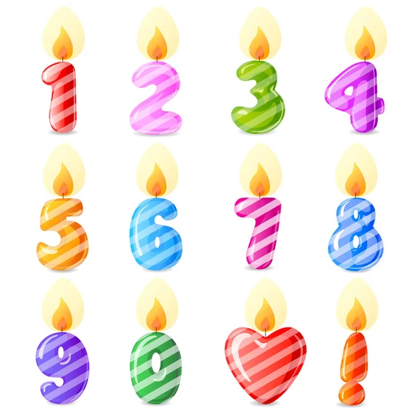 Doğum Günü Kutlaması Için Renk Mum Sayıların Vektör Ayarlayın Karikatür — Stok Vektör