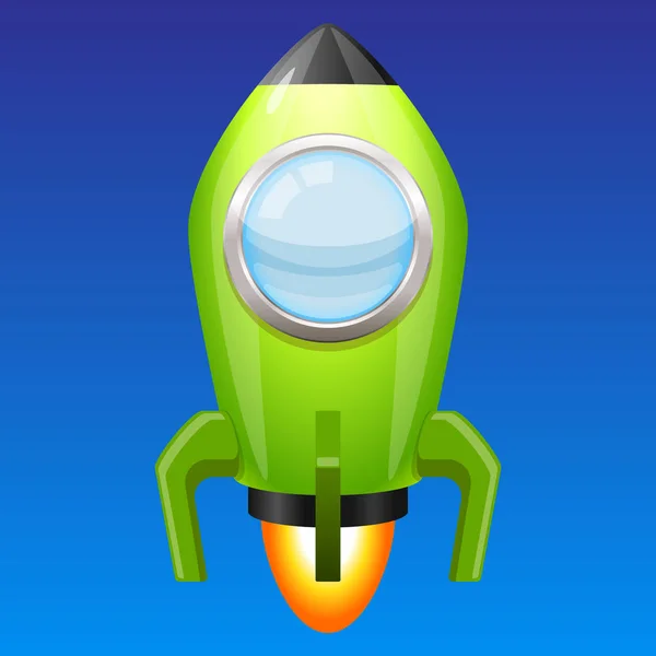 Lanzamiento Cohetes Inicien Nave Espacial Cohete Verde Vectorial Con Ojo Vector De Stock