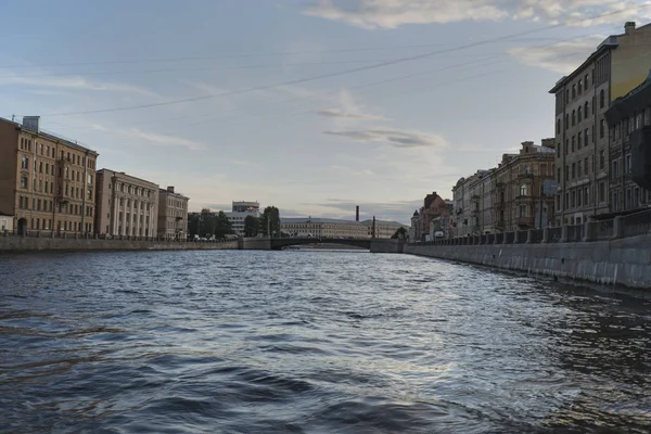 Tour Fluviale Dei Fiumi Dei Canali San Pietroburgo Russia Sera — Foto Stock