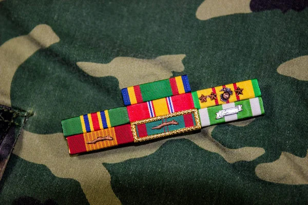 Vietnam Veteran Ribbons Camouflage Uniform — Stock Photo, Image