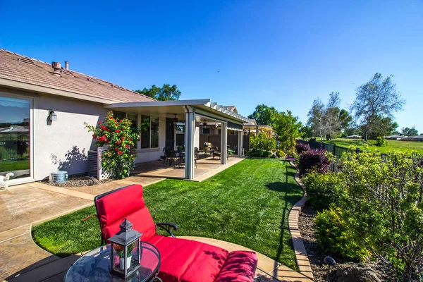 Rear Yard Patio Of Modern Home