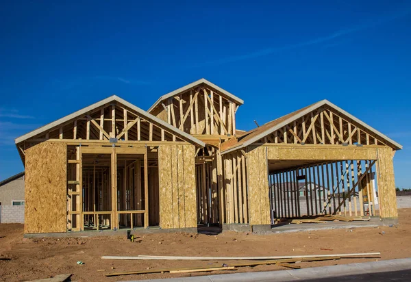 New Home Constructionin Framing Stages — Stock Photo, Image