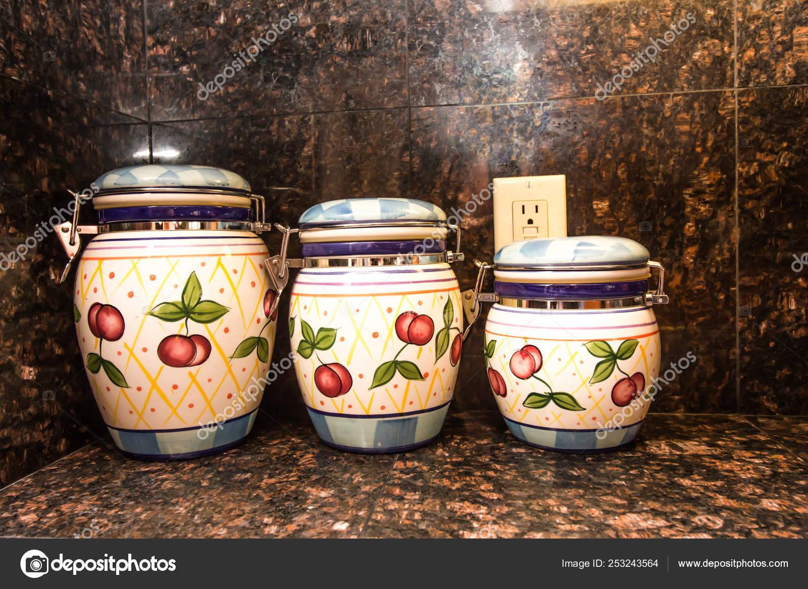 Three Kitchen Canisters With Latches Stock Photo Image By C Weezybob5 253243564
