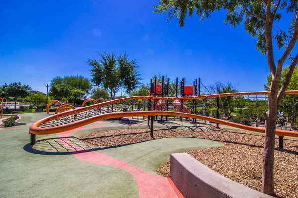 Curved Children Playground Equipment Public Park — Stock Photo, Image