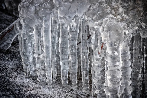 Belles Grosses Glaçons Glace Hiver — Photo