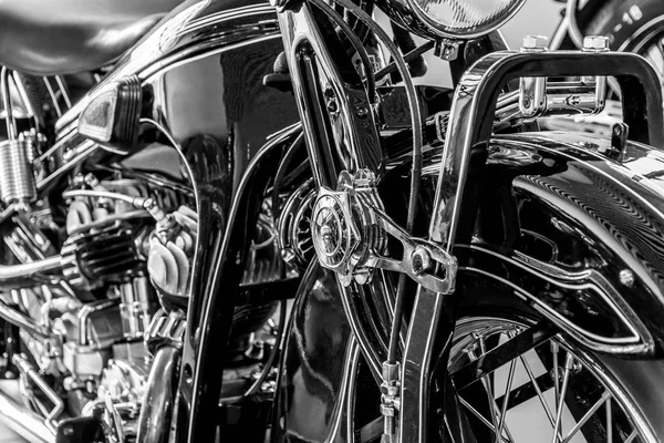 Старий Мотоцикл Крупним Планом Фрагмент Мотоцикла Ліцензійні Стокові Фото
