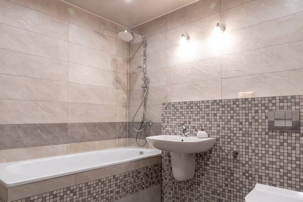modern banyo küvet, duş ve tuvalet ile iç
