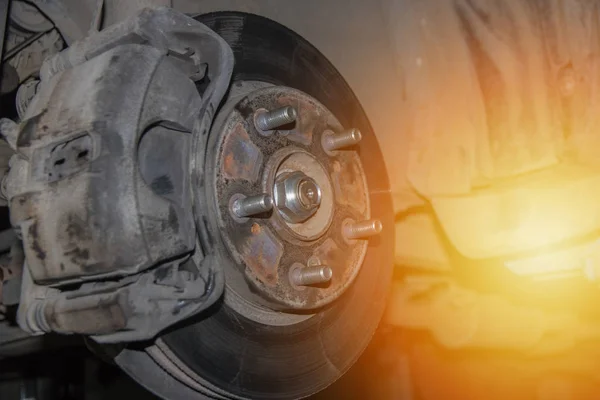 caliper and brake disc of the old car