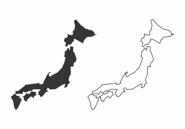 일본의 단순화 지도입니다 흑인과 — 스톡 벡터