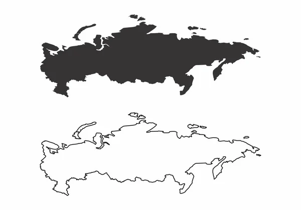 俄罗斯的简化地图 黑白轮廓 — 图库矢量图片