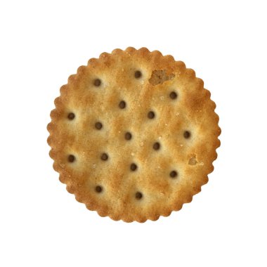 Beyaz arka plan üzerinde izole tırtıklı kenarlıklı yuvarlak bisküvi