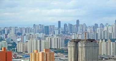 Sao Paulo şehir manzaralı Martinelli bina, Brezilya tepesinden Doğu Bölgesi