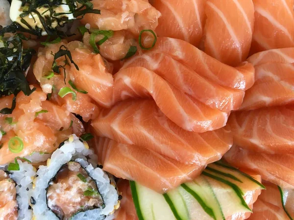 Assortimento Sushi Sashimi Salmone Fresco — Foto Stock