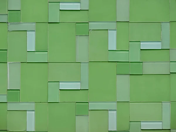 Λεπτομέρειες Της Μωσαϊκό Σχηματίζεται Από Ορθογώνια Κομμάτια Από Πράσινο Γυαλί — Φωτογραφία Αρχείου
