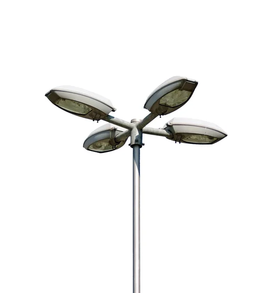 Poste metálico con cuatro lámparas — Foto de Stock