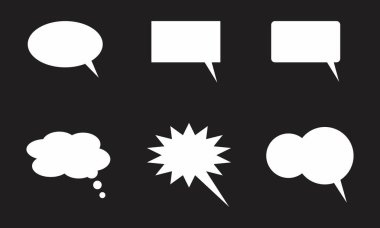 Konuşma balonları koyu arka plan üzerinde kümesi