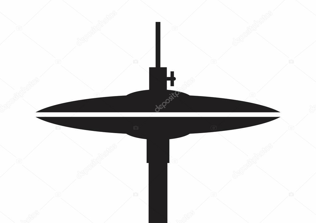 Silhouette illustration of a drum hi-hat on white background