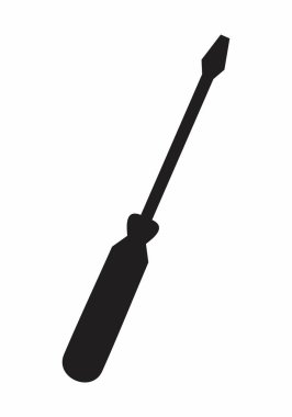 Beyaz zemin üzerinde bir tornavida siluet çizimi