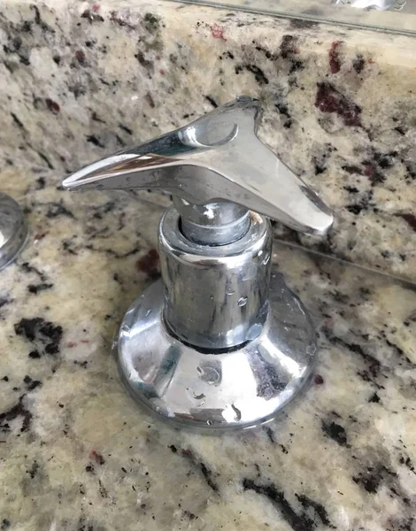 Detail Chrome Faucet Granite Sink — Stock Photo, Image