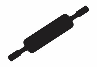 Bir hamur rulo siluet resimde beyaz arka plan üzerinde