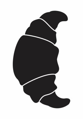 Beyaz zemin üzerine bir ay çöreği siluet illüstrasyon