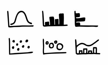 El stil illüstrasyon çizelgeleri beyaz zemin üzerine çekilmiş.