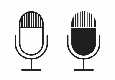 Siyah ve beyaz mikrofonlar simgeler