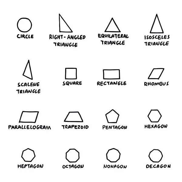 幾何学的形態セット手描きイラスト — ストックベクタ