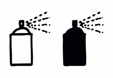 Siyah ve beyaz sprey kutular tarzı çizilmiş çizimi