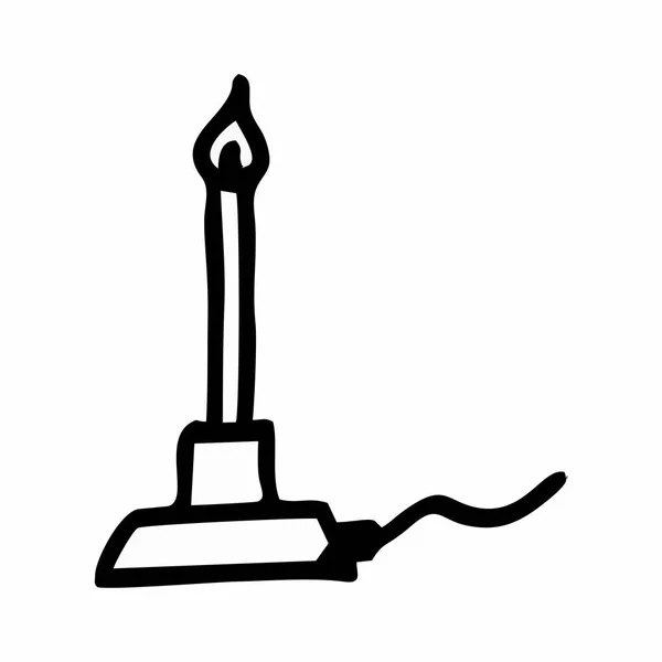 Бесплатная Ручная Иллюстрация Горелки Bunsen Черные Контуры Белом Фоне — стоковый вектор
