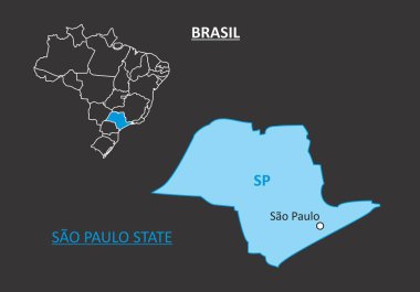 Sao Paulo eyalet ve Brezilyalı bölge konumunda Haritası