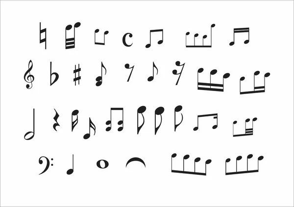 Illustration Set Musical Notes White Background — Stock Vector