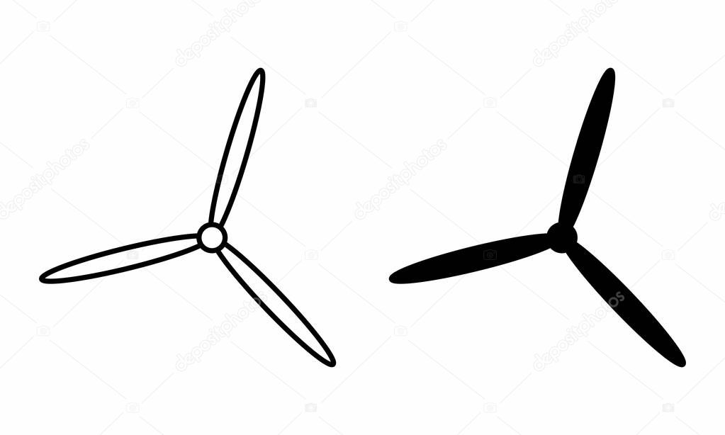 Black and white illustration of isolated propellers