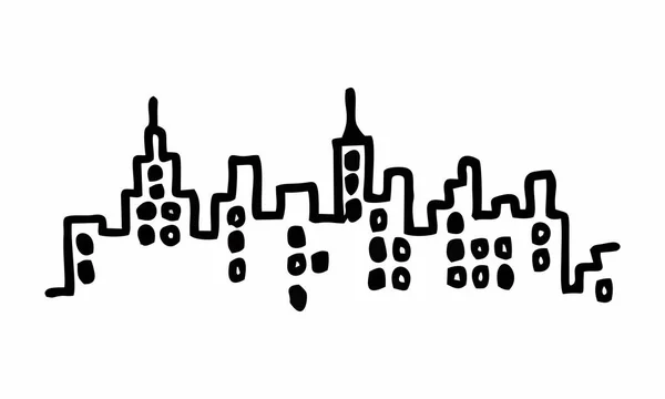 Freehand Illustratie Van Een Skyline Van Stad Witte Achtergrond — Stockvector